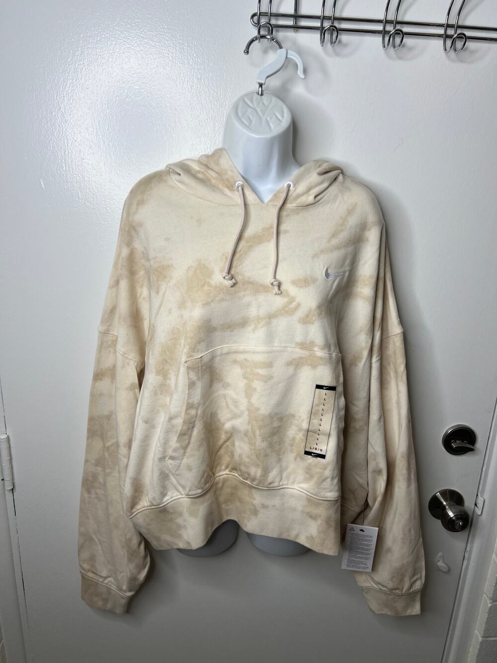Nike Sportswear Women's Washed Jersey Hoodie Sand Drift/White NEW ~ Size L
